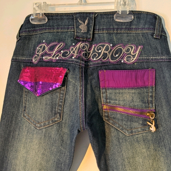 SOLD Playboy be-dazzled low rise jeans Y2K 90s - Picture 1 of 9